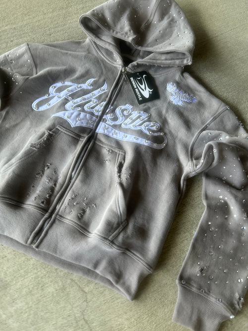 Hustle4eva Zipup “GRAY”